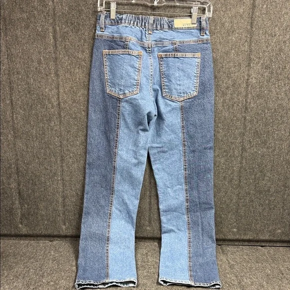 LoveGEN Women's Two-Tone Straight Leg Jeans - Picture 3 of 9